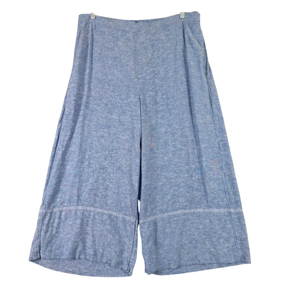 Banana Republic Antique Blue Linen Blend High Rise Wide Leg Cropped Pants XL